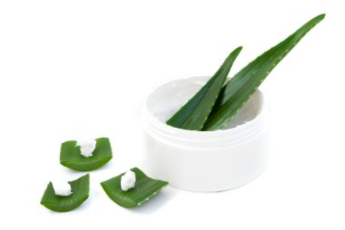 Aloe vera leaves and cream clipart