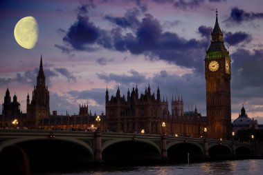 Big Ben at sunset London UK clipart