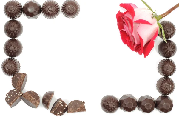 Rose and chocolate — Stock Photo, Image