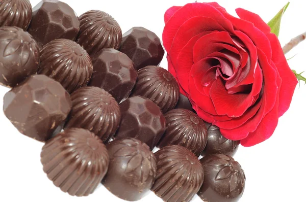Rose och choklad — Stockfoto