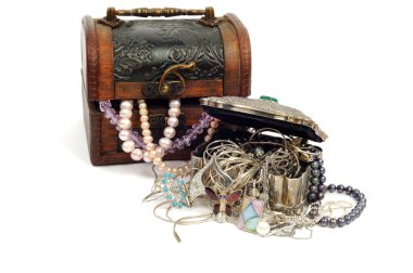 Treasure chests with jewelry clipart