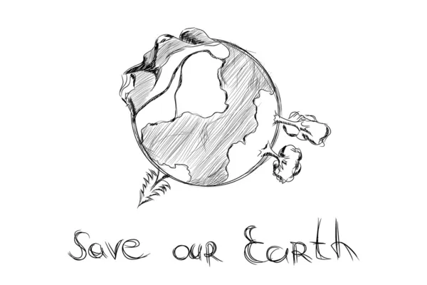 手工绘制的卡通地球 — 图库矢量图片