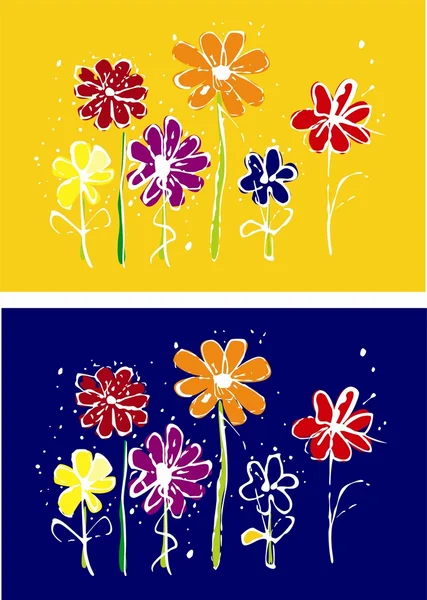 Stylized colored flowers on the background — Stok fotoğraf