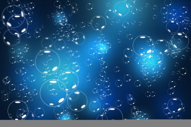 Abstract blue background with shiny bubbles clipart