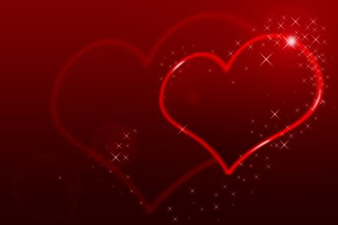 Sparkling glossy heart on the red background clipart