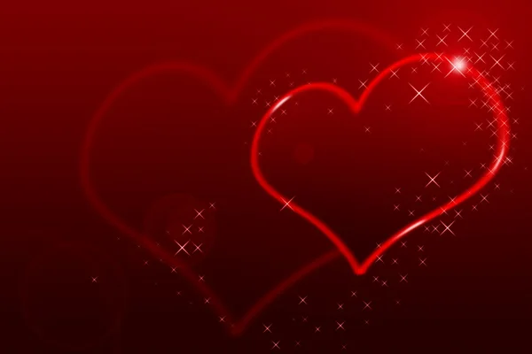 Brillante corazón brillante en el fondo rojo — Foto de Stock