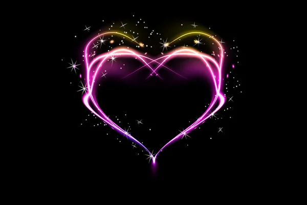 Sparkling glossy heart on the black background — Stock Photo, Image