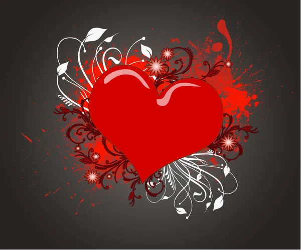 Grunge arka plan üzerinde kırmızı kalp — Stok fotoğraf