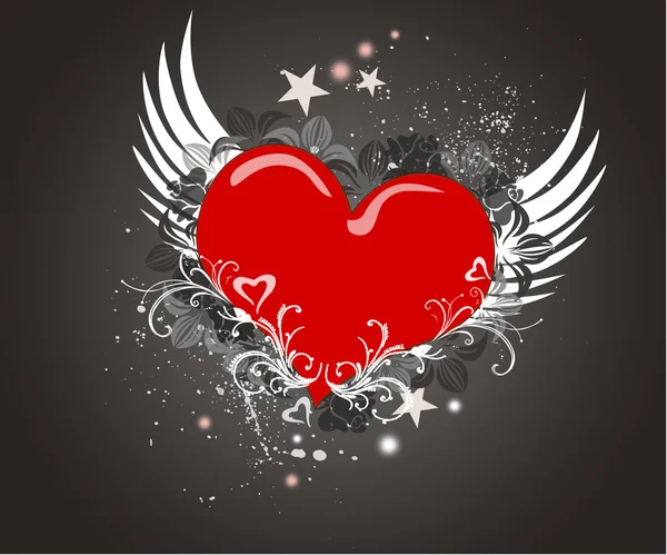 Grunge arka plan üzerinde kırmızı kalp — Stok fotoğraf