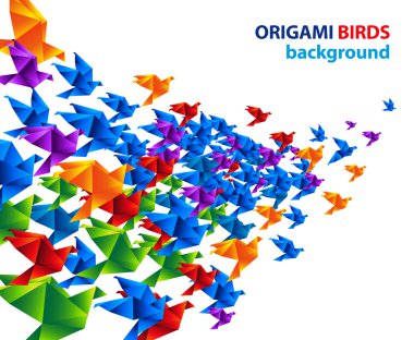 Origami birds abstract background