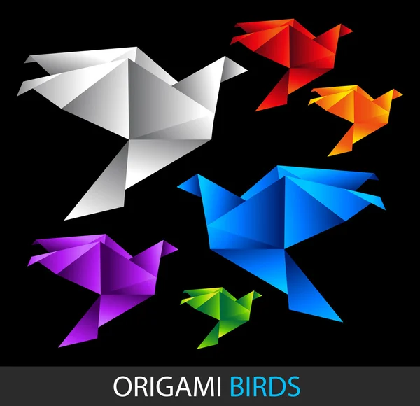 Bunte Origami-Vögel — Stockvektor