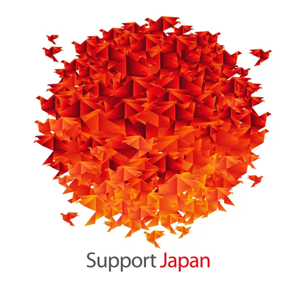 Japanische Flagge aus Origami-Vögeln geformt — Stockvektor