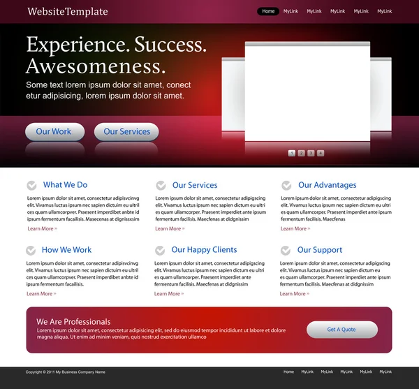 暗い赤のウェブサイトのデザイン テンプレート — ストックベクタ