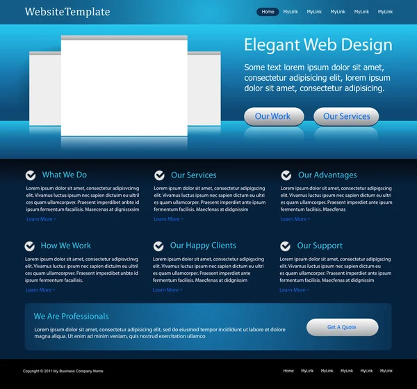 Elegante business blauwe website sjabloon — Stockvector