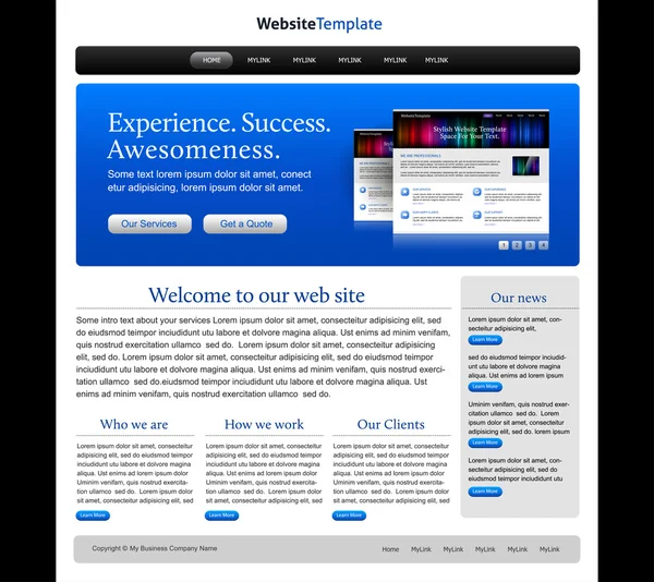 Business blaue Website-Vorlage — Stockvektor