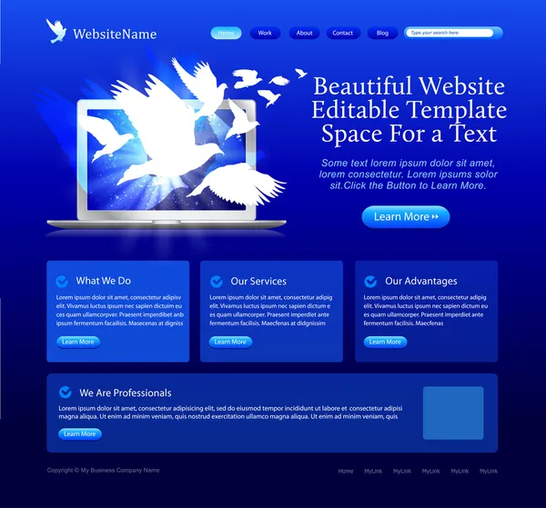 Blauwe website sjabloon — Stockvector