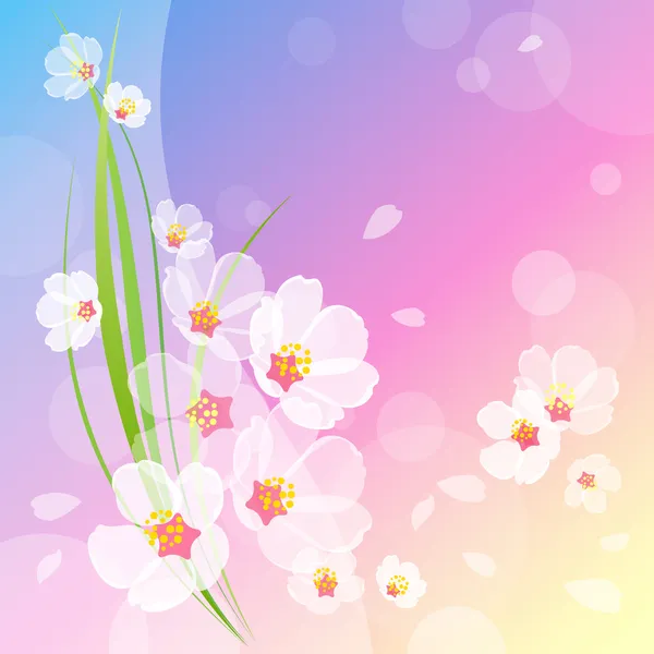 Hermosa tarjeta floral en colores amanecer — Vector de stock