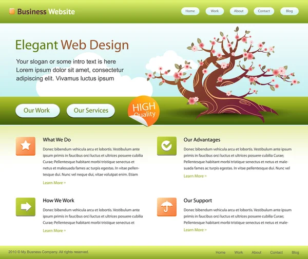 Yeşil web sitesi şablonu - düzenlenebilir — Stok Vektör