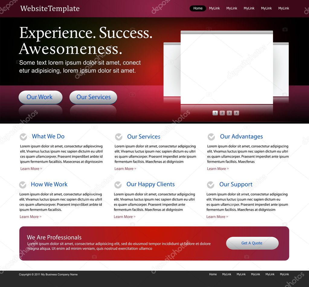 Dark red website design template