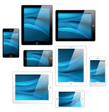 Touchscreen tablet computers, mobile phones clipart