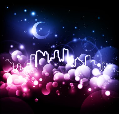 Abstract night city vector background clipart