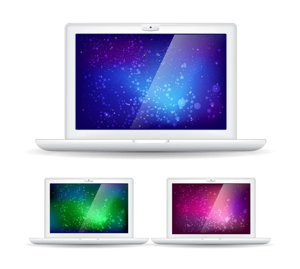 Isolated laptops and abstract colorful backgrounds - vector — Stock Vector