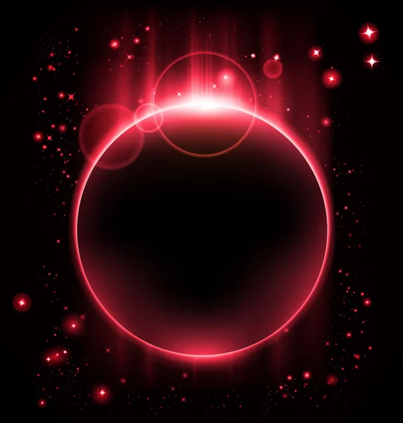 Eclipse vetorial - planeta vermelho no céu estrelado — Vetor de Stock