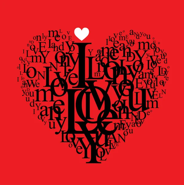 Love background - typographic heart shape — Stock Vector