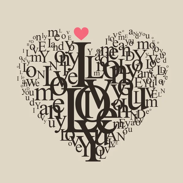 Форма серця з букв - типографічна композиція — стоковий вектор