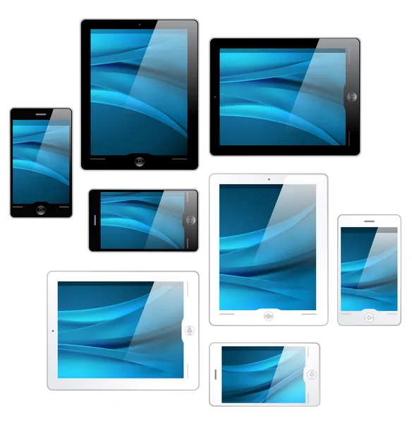 Táctil tablet computadores, telefones celulares — Vetor de Stock