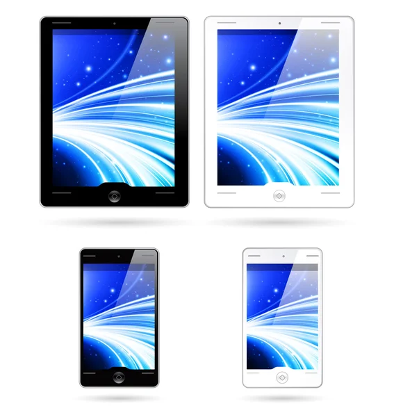 Touchscreen tablet computers, mobile phones — Stock Vector