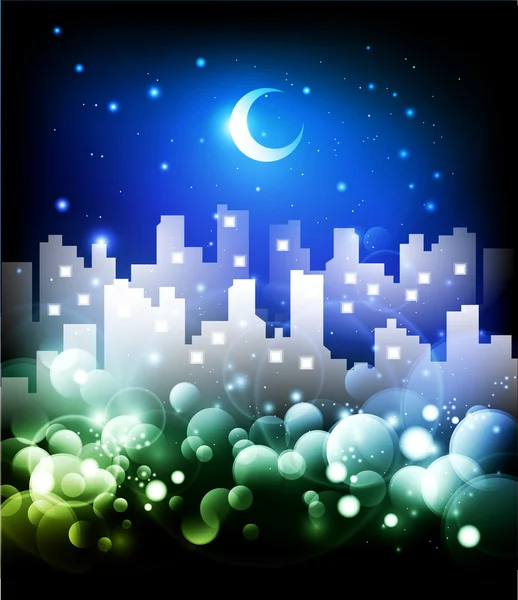 Illustration du paysage urbain nocturne — Image vectorielle