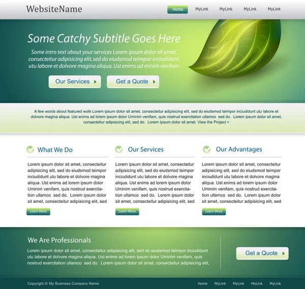 Grün website natur vorlage design — Stockvektor