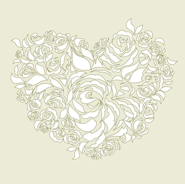 Çiçek kalp düğün kartı — Stok Vektör