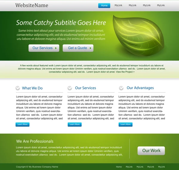 Groene website sjabloon bewerkbare ontwerp Stockvector