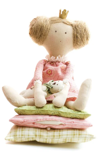 Princesa de boneca e a ervilha - Brinquedo de bebê — Fotografia de Stock