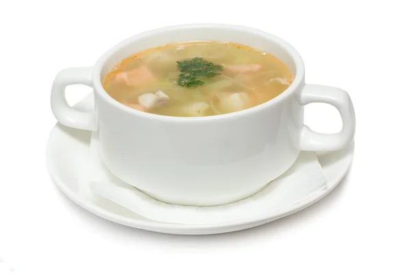 ซุปที่มีอาหารทะเลแยกจากสีขาว — ภาพถ่ายสต็อก
