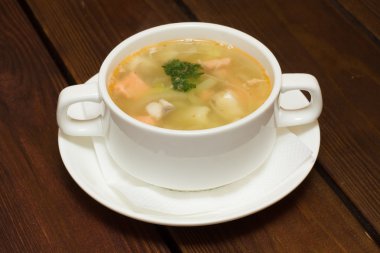 Soup with seafood clipart