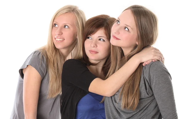 Flickor söker upp isolerade på vit — Stockfoto