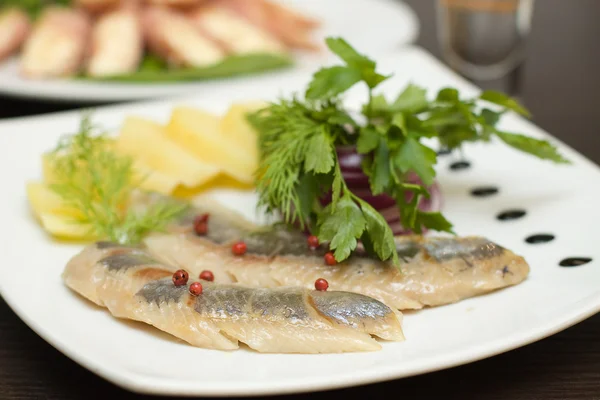 Stock image Herring appetizer - fillet with vegetables