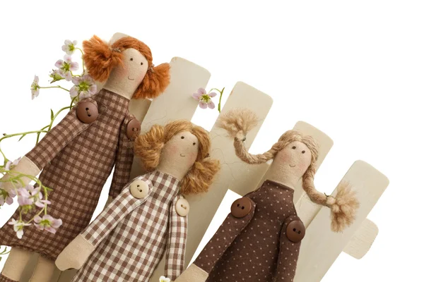 Handmade doll - toys isolated on white — Stock Photo, Image
