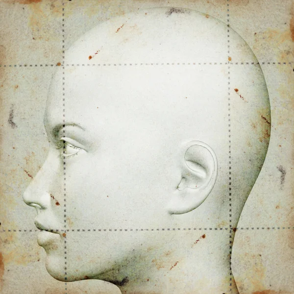 Head sketch on stained paper — Stock Photo, Image