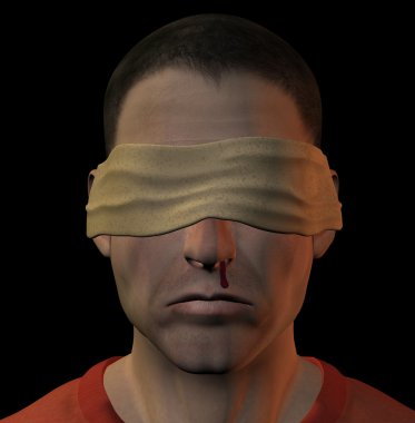 Tortured blindfolded man clipart