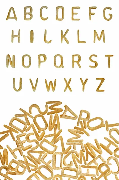 Αλφάβητο ζυμαρικά γραμματοσειρά τροφίμων φόντο — Φωτογραφία Αρχείου