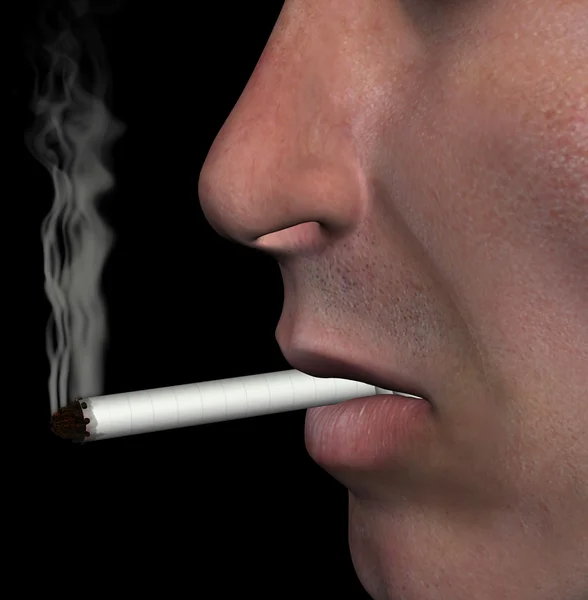 Smoking man cigarette smoke illustration — Stock Photo, Image