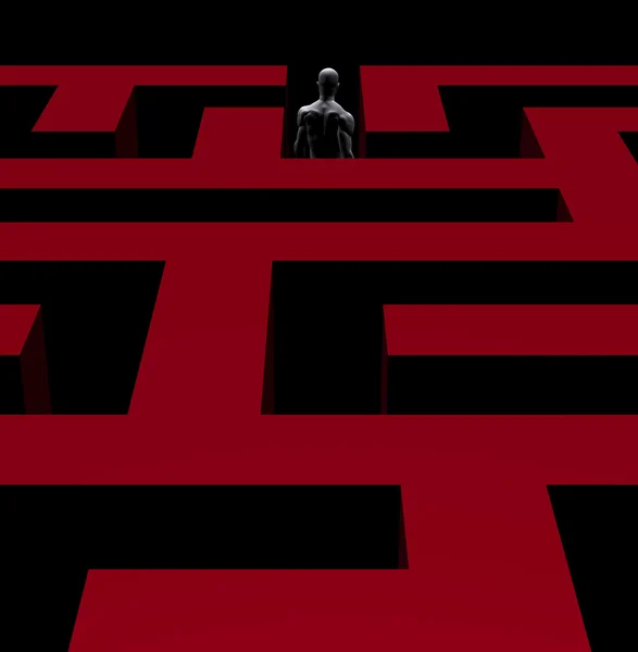 Mann verlässt Labyrinth 3D-Illustration — Stockfoto