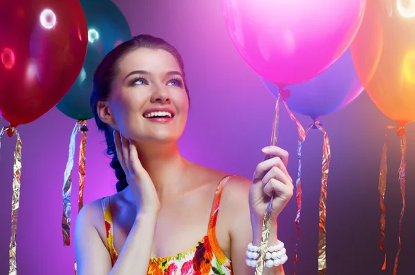 Kız zekâ balonlar — Stok fotoğraf