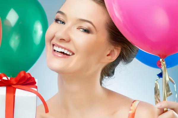 Girl wit balloons — Stock Photo, Image