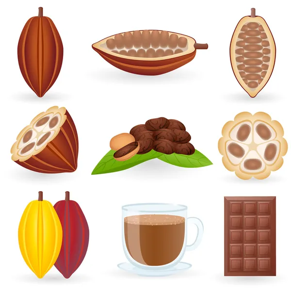 Ikonuppsättning kakao — Stock vektor