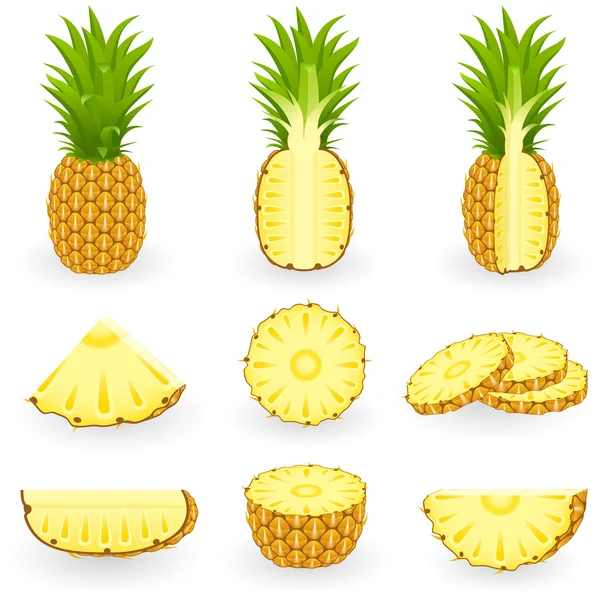 Icon Set Pineapple — Stock Vector